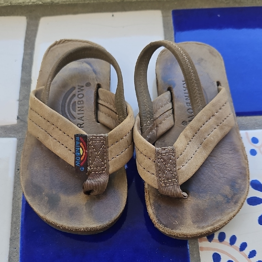 Rainbow Sandals Kids Brown Leather Flip Flop with Backstrap